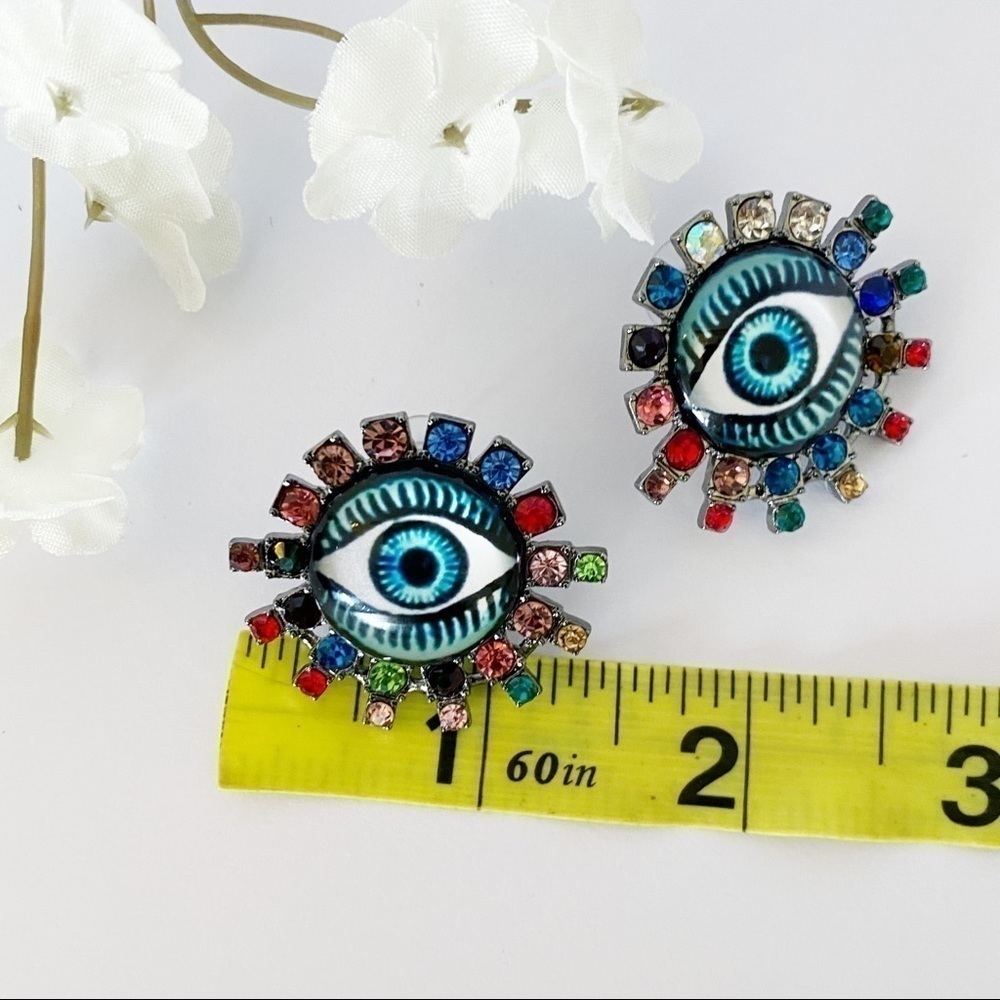 Evil Eye Rhinestone Earrings NEW - Picture 5 of 7